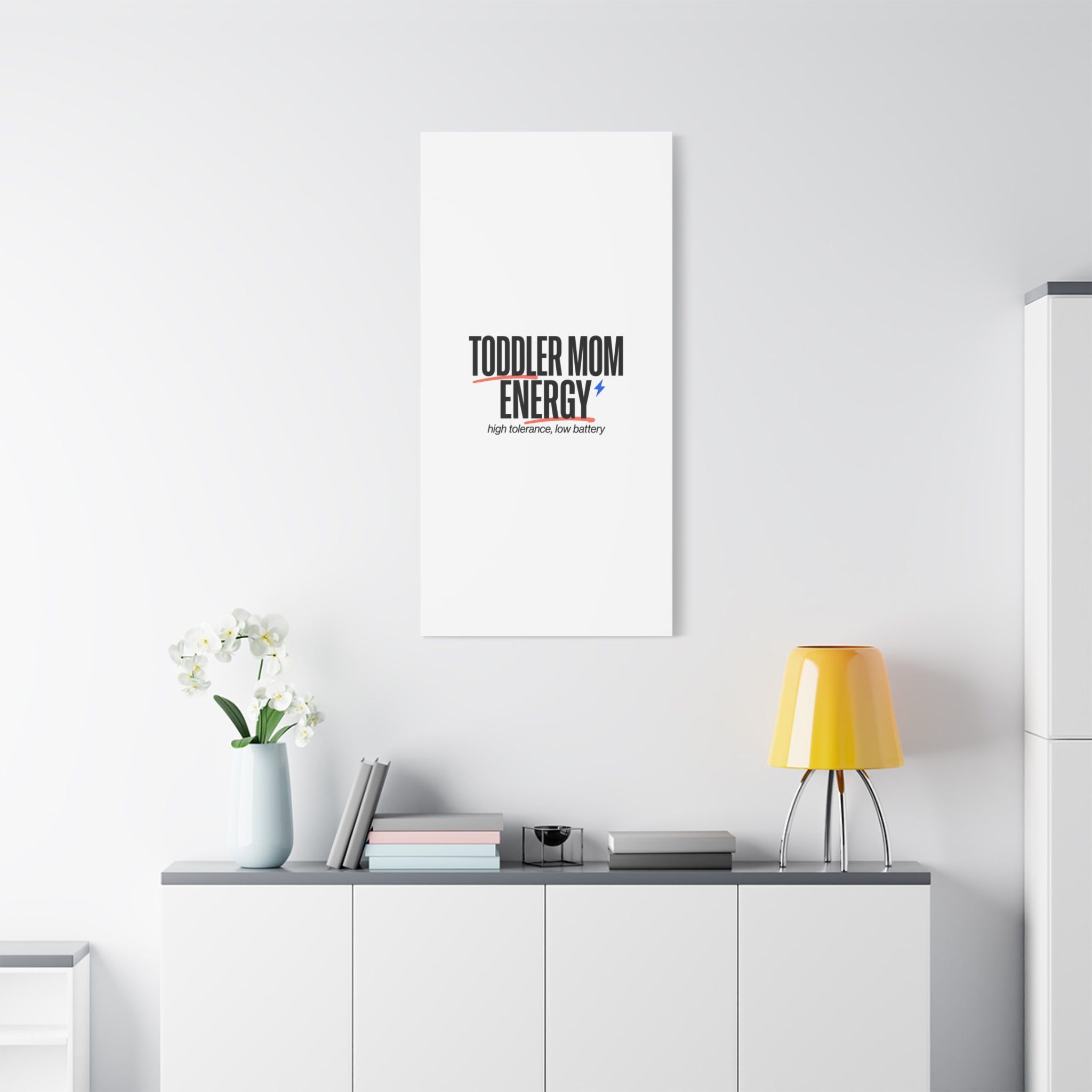 Toddler Mom Energy Canvas | Mother's Day Minimal Typographic Mom Decor