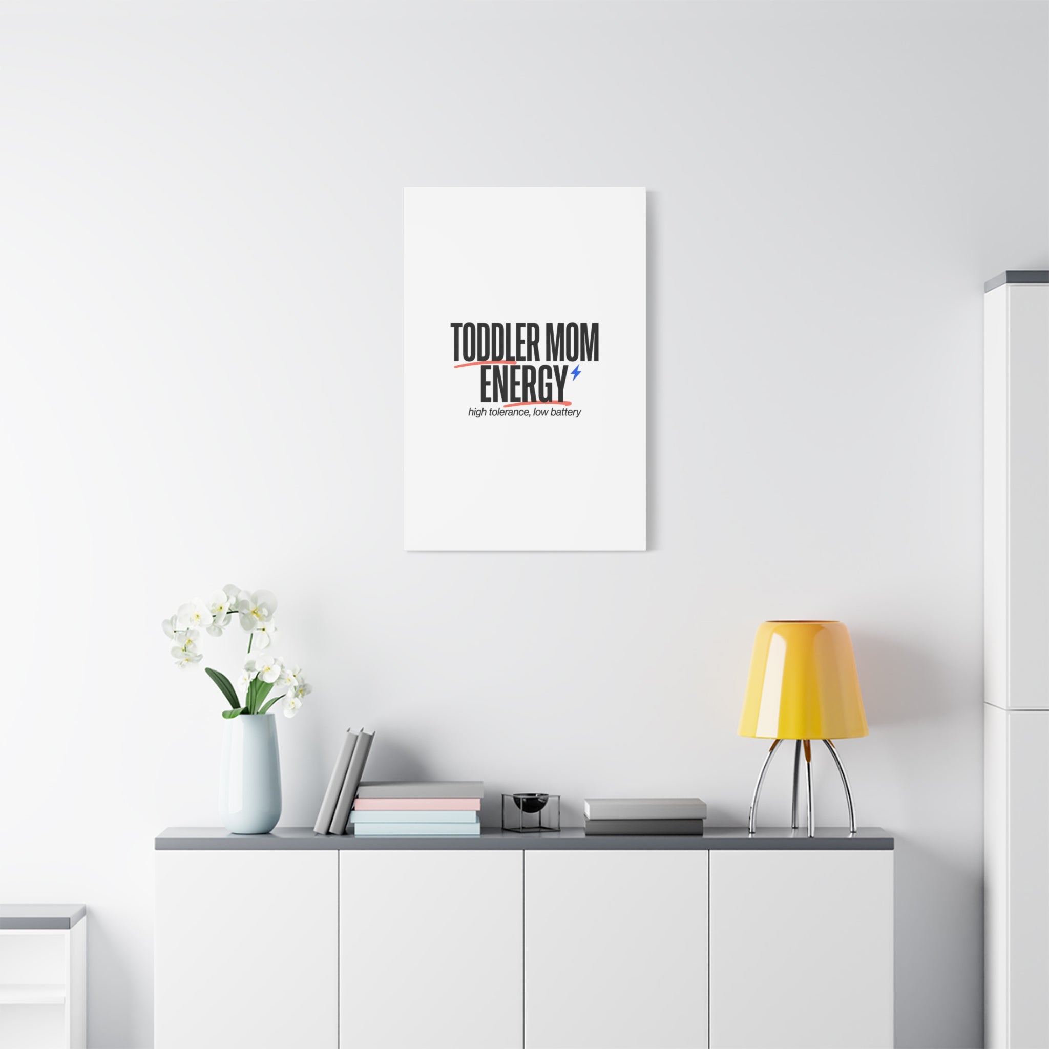 Toddler Mom Energy Canvas | Mother's Day Minimal Typographic Mom Decor