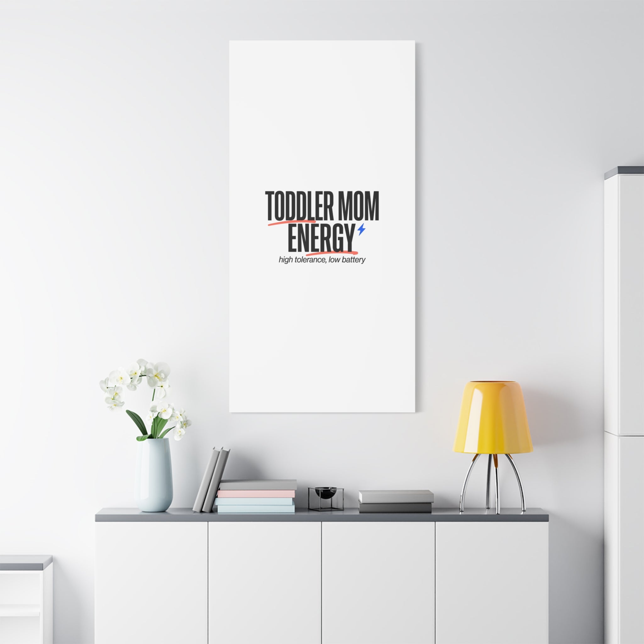 Toddler Mom Energy Canvas | Mother's Day Minimal Typographic Mom Decor