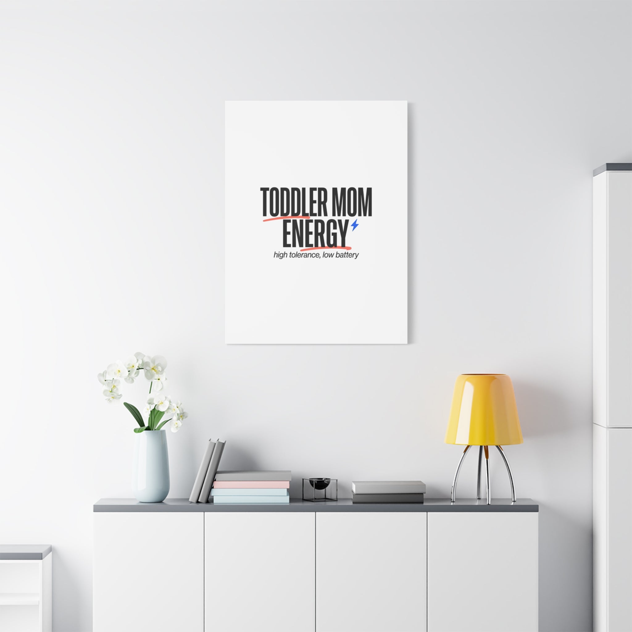 Toddler Mom Energy Canvas | Mother's Day Minimal Typographic Mom Decor