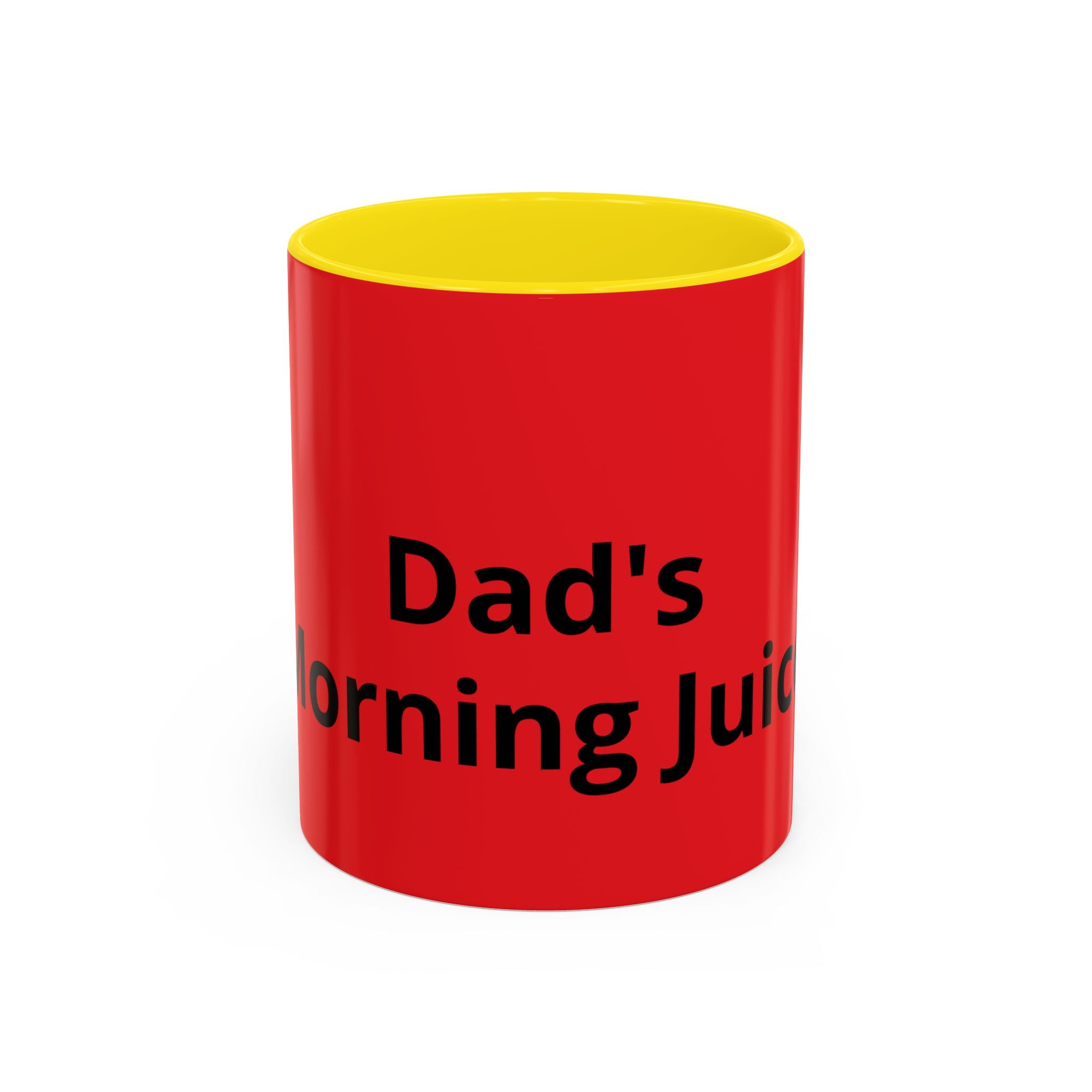 Dad's Morning Juice Coffee Mug – Funny Father's Day Red Accent Mug (11/15oz)